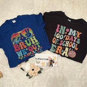 100th Day and Last Day of School t-shirts. Size L